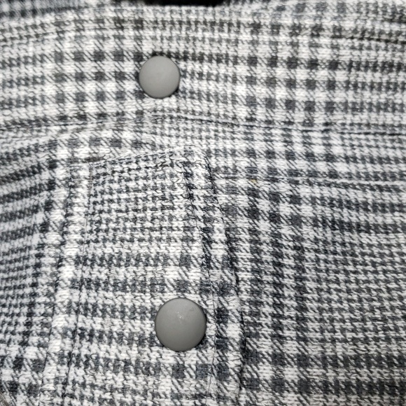 Lands' End Womens Plaid Button Up Longline Shacket Size M Layers Outdoor Gray - Picture 13 of 16